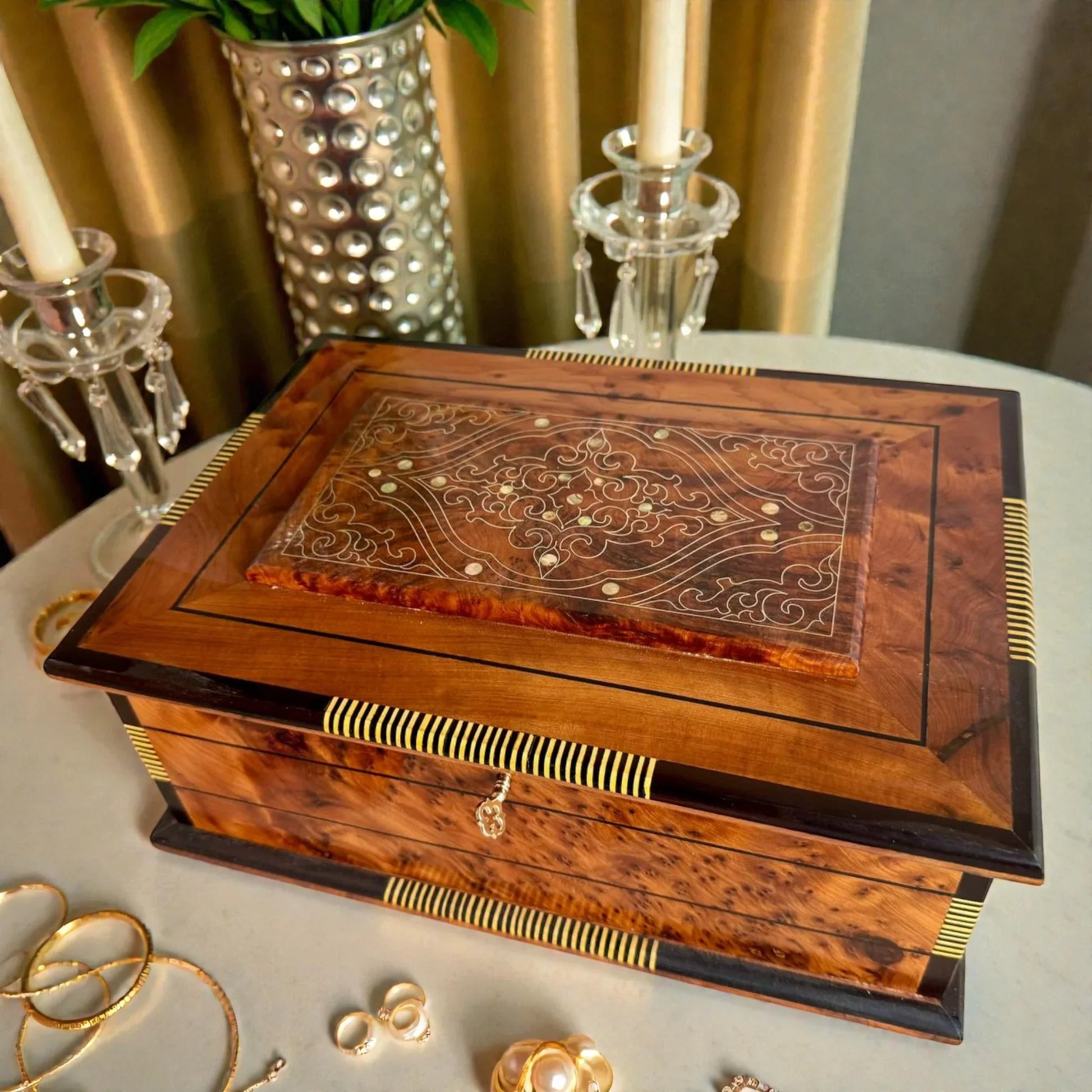 Large Jewellery Box lockable With Key made from