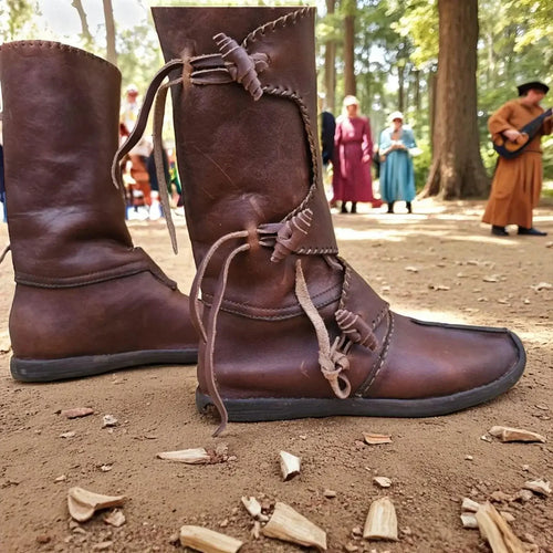 Handmade Medieval Leather Boots — Full-Grain Natural Leather
