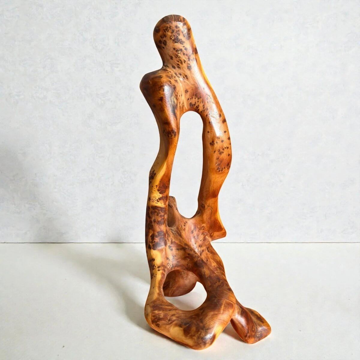 Natural Moroccan Thuya sculpture with organic carved form