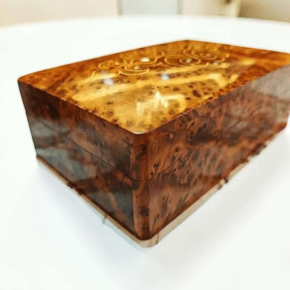 Small Thuya Wood Box – Decorative Burl Wood Keepsake & Jewelry Box, handcrafted from genuine Thuya burl wood.