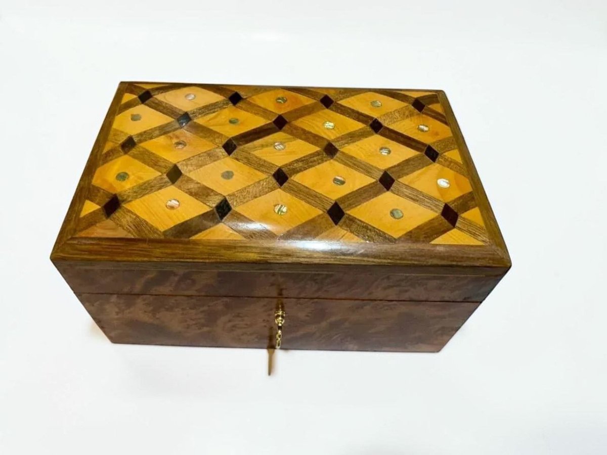 Handmade Moroccan Thuya wood gift box for jewelry keepsakes and small treasures