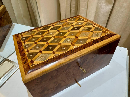 Wood Box lockable thuya wooden Box organizer with Key - AtlasMuseCrafts