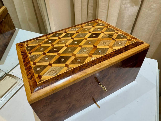Wood Box lockable thuya wooden Box organizer with Key - AtlasMuseCrafts
