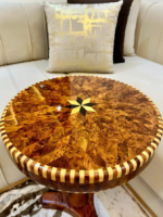 Round Wooden Coffee Table - Handmade Moroccan Inlay Table