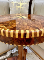 Round Wooden Coffee Table - Handmade Moroccan Inlay Table