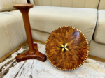 Round Wooden Coffee Table - Handmade Moroccan Inlay Table