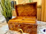 Vintage Wooden Jewelry Box - Handmade Thuya Burl Box