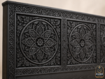 Black Wood Bed Frame – Hand-Carved Moroccan Solid Wood Bed