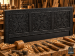 Black Wood Bed Frame – Hand-Carved Moroccan Solid Wood Bed