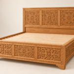 Moroccan Bed Frame – Hand-Carved Solid Wood Bed