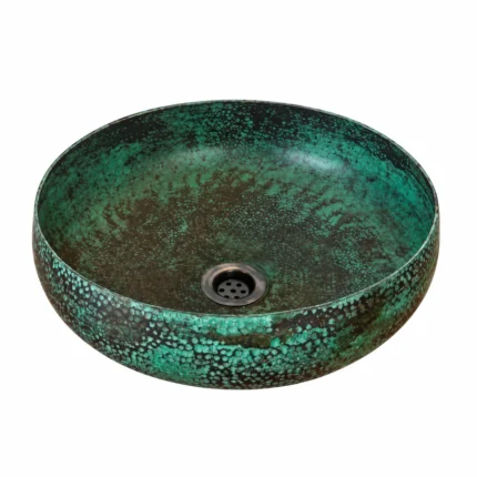 Green patina copper vessel sink
