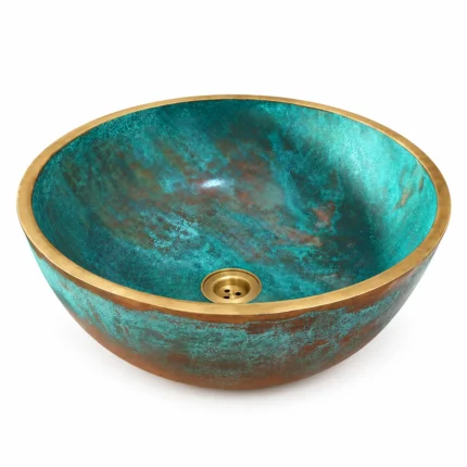 Green patina copper vessel sink