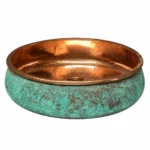 Two tone green patina copper vessel sink