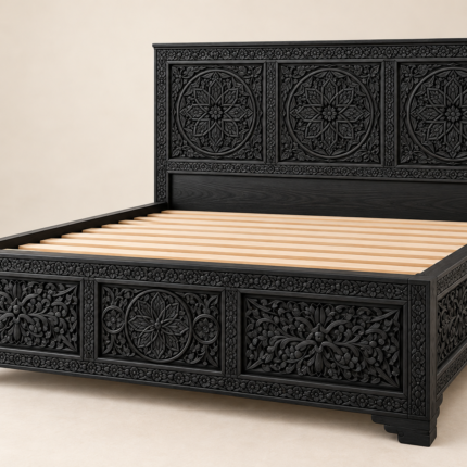 black wood bed frame