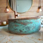 Handmade Green Patina Copper Vessel Sink – Moroccan Basin – additional view 3