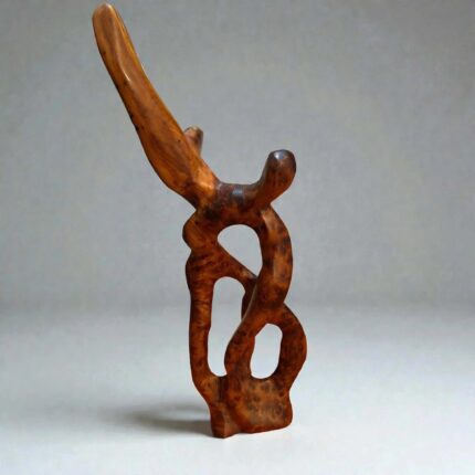 Modern wood sculpture handmade for abstract shelf decor