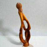 Handmade wood shelf sculpture for living room decor