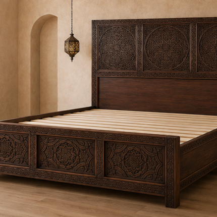 carved wood bed frame