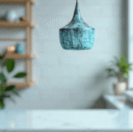 Green patina copper pendant light