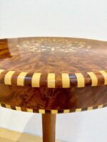 Moroccan mosaic coffee table with Thuya wood inlay and striped border