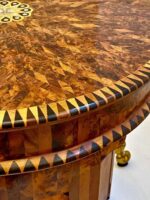 Inlaid Thuya wood coffee table with geometric pattern and natural grain