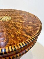 Inlaid coffee table with geometric Thuya wood pattern and floral motif