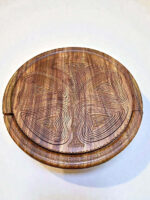 Handmade walnut folding fruit basket with carved tree design