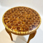 Handmade coffee table with geometric mosaic wood top