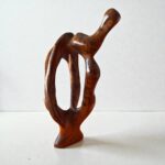 Moroccan contemporary wood sculpture with natural wood grain