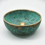 green patina copper vessel sink