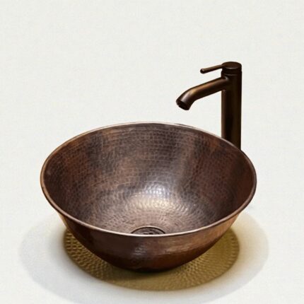 Rustic copper vessel sink