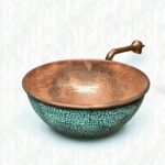 Turquoise green patina copper vessel sink