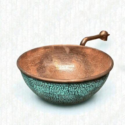 Turquoise green patina copper vessel sink