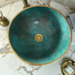 Green Patina Copper Vessel Sink – Moroccan Patina Basin – additional view 6