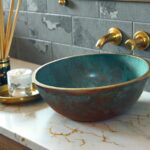 Green Patina Copper Vessel Sink – Moroccan Patina Basin – additional view 10