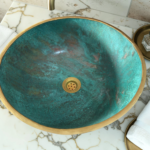 Green Patina Copper Vessel Sink – Moroccan Patina Basin – additional view 8