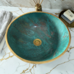 Green Patina Copper Vessel Sink – Moroccan Patina Basin – additional view 5