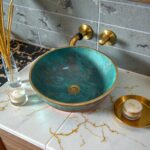 Green Patina Copper Vessel Sink – Moroccan Patina Basin – additional view 9