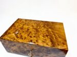 Handmade wooden jewelry box viewed from the side