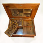 Handmade Wooden Jewelry Box – Moroccan Thuya Burl Wood Box with intricate carvings and compartments for organized storage.