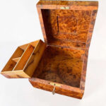 Wooden Jewelry Box Organizer – Moroccan Thuya Burl with divided sections for watches and jewelry storage.