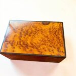 Large Wooden Box Organizer in Moroccan Thuya burl wood, handmade jewelry box with a glossy finish.