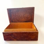 Large Wooden Box Organizer made from stunning Thuya burl wood, featuring a spacious interior for organizing treasures.