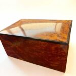 Large Wooden Box Organizer handcrafted from Moroccan Thuya burl wood with a glossy finish.