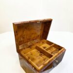 Moroccan jewellery Box burl thuya Box crafted from Thuya burl wood with multiple compartments for organizing jewelry.