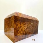 Moroccan jewellery Box burl thuya Box, handcrafted Thuya burl wood, elegant lockable keepsake box.