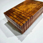 Puzzle Wooden Box with Hidden Compartments, handcrafted Thuya burl wood, perfect for jewelry storage and keepsakes.