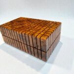 Secret Wooden Box with Hidden, handcrafted Thuya burl wood jewelry box, featuring a stunning striped design.