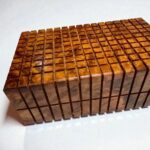 Handcrafted Thuya burl wood box with intricate detailing; perfect for secret wooden box with hidden compartment.