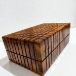 Secret Wooden Box with Hidden handcrafted from Thuya burl wood, featuring a unique geometric design and hidden compartment.